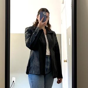 Black leather jacket blazer Genuine leather / vintage